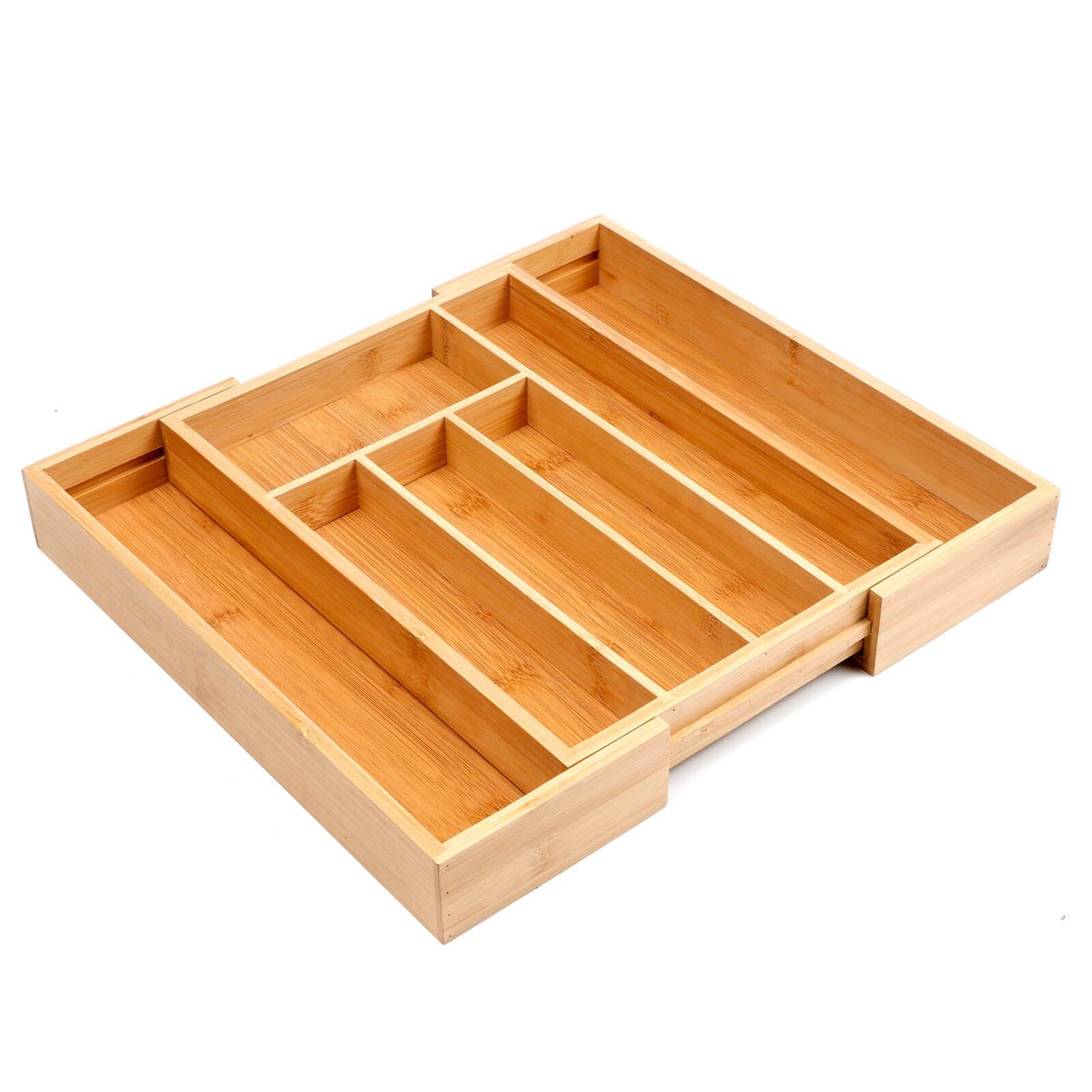 2x Bamboo Cutlery Tray Extendable Drawer Insert Organizer eBay