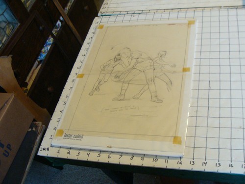 Original FOSTER CADDELL Drawing: Basketball kids, pivot & pass - Picture 2 of 3