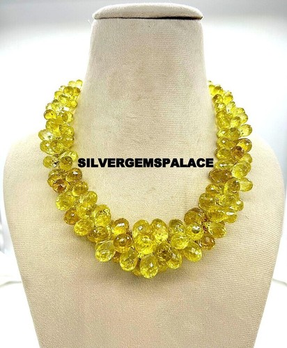 AAAA+ Rare Yellow Sapphire Faceted Drops Beads Teardrop Sapphire Gemstone Beads. - Picture 5 of 10