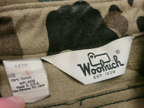 VTG WOOLRICH MEN'S CHAMOIS COTTON CAMO HUNTING SHIRT SZ L MADE IN USA - Picture 2 of 2