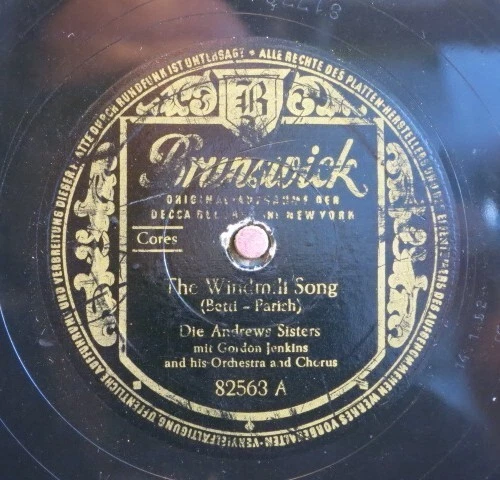 Die Andrews Sisters 78 RPM / The Three Bells & The Windmill Song  (42-0525-KT) - Bild 2 von 2