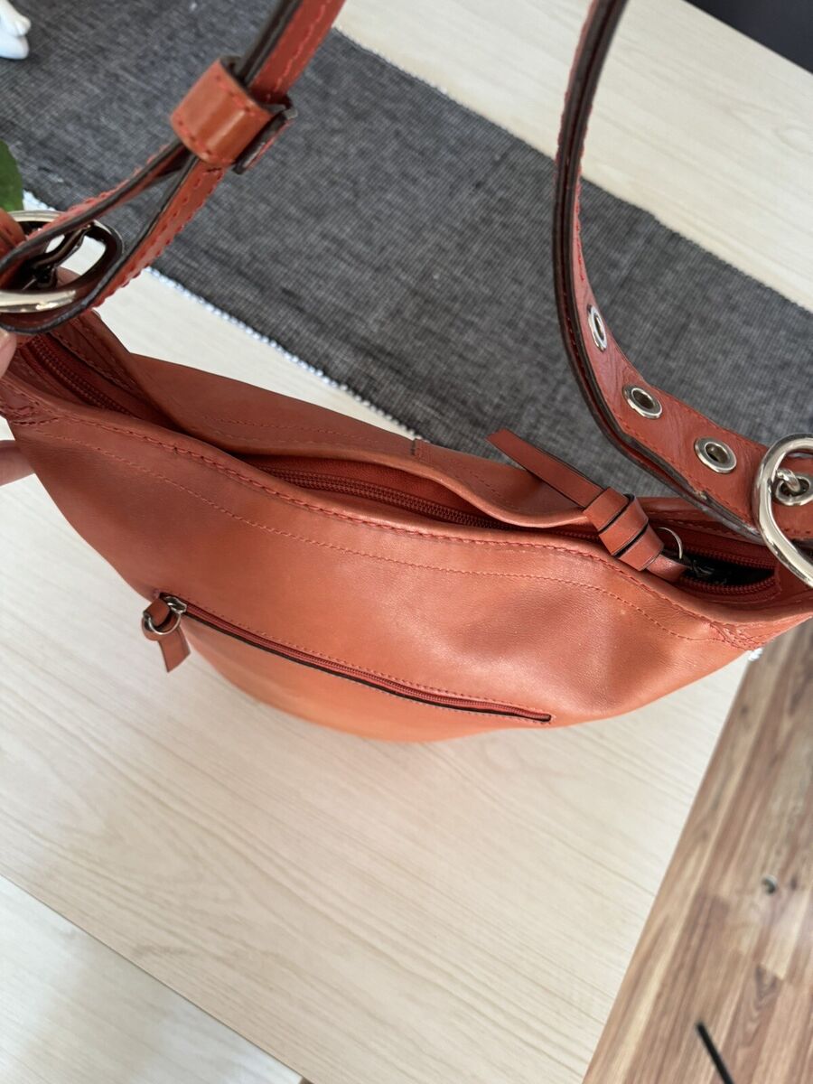 COACH Leather Bucket Bag Bleeker Orange Brown Duffle