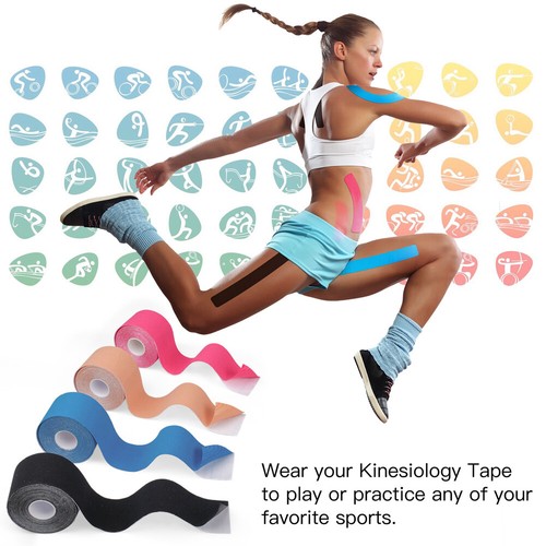 Two Roll Elastic Kinesiology Sports Tape Muscle Pain Care Therapeutic Waterproof - Picture 6 of 13