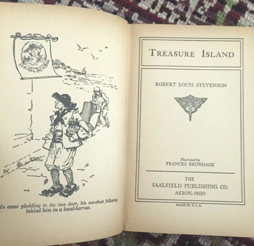 Treasure Island Robert Louis Stevenson illustrated Brundage 1924 Saalfield HC DJ - Picture 4 of 8