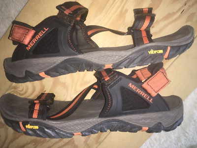 MERRELL ALL OUT BLAZE WEB SPORT SANDALS MENS 10 Slate Black Orange Stripe J37641
