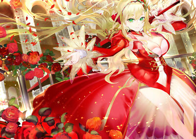 Anime Girls Blonde Fate Series Fate Extra Fate  Gaming Mat Desk 42149