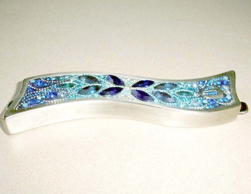 Estuche Lenox Mezuzah Azul Brillo Cristales Swarovski Orit Schatzman Israel NUEVO - Imagen 9 de 10