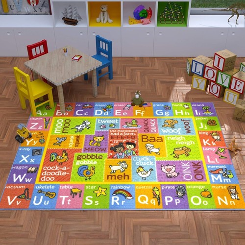 Water Resistant Kids Area Rug - Alphabet & Animals for Safe Playtime 4'9" x 6'6" - Picture 4 of 12