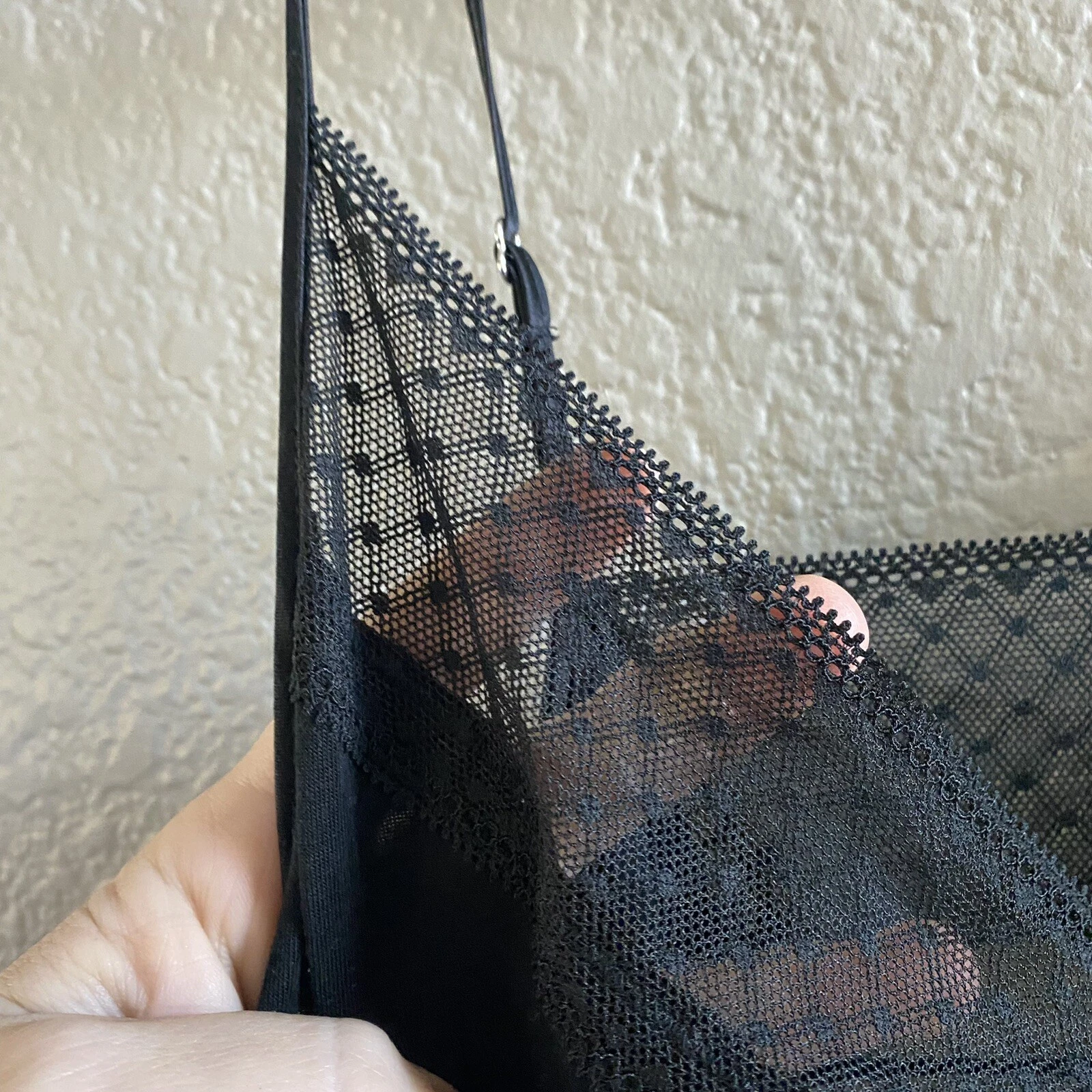 UNDERCOVER Abito Victoria’s Secret taglia small nero chemise neglige slip pizzo ritagliato dietro