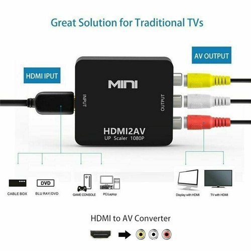 Mini Composite HDMI To RCA 1080P Audio Video AV CVBS Adapter Converter for TV - Picture 9 of 10