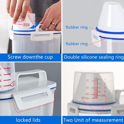 2 sets 5.5 LB Rice Storage Bin Cereal Containers Dispenser with BPA Free Plas... - Picture 5 of 7