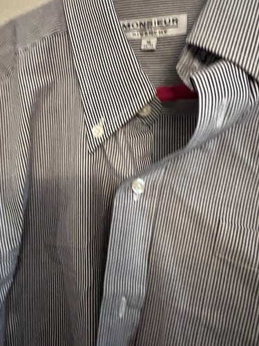 Givenchy Men’s Black And White Striped Button Up Size 16 34/35 Mons - Picture 5 of 10