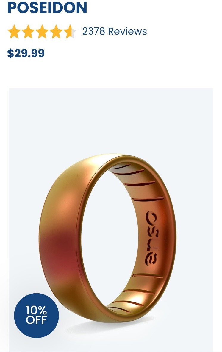 Enso Rings Legends Poseidon Classic Size 10 Silicone Gem