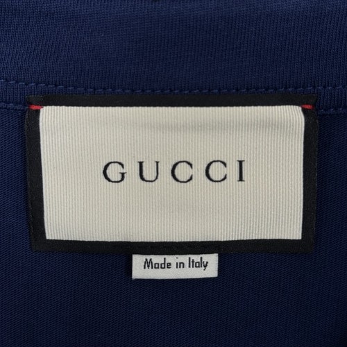 Gucci Maxi GG Jacquard Monogram Cotton Polo Shirt Beige x Blue Size L - Picture 8 of 14