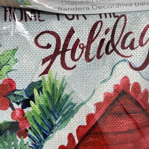 Home For The Holidays Birdhouse Textured Suede Decorative Garden Flag 12”x18 NEW - Picture 5 of 9