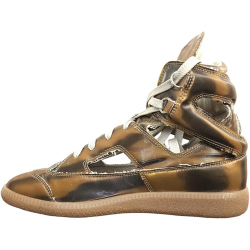Maison Margiela Women Gold Replica Hi Top Cutout Trainers Sneakers Size UK 4 NEW - Picture 5 of 9