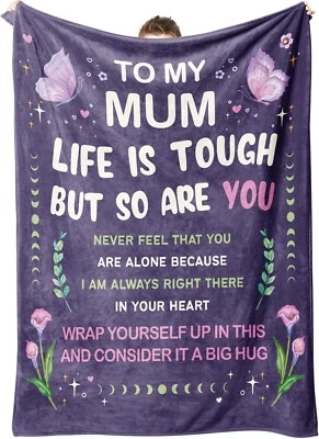 BRANDED Mum Birthday Gifts Blanket, Mum Gifts from Daughter Son, Presents for Mummy, Mot