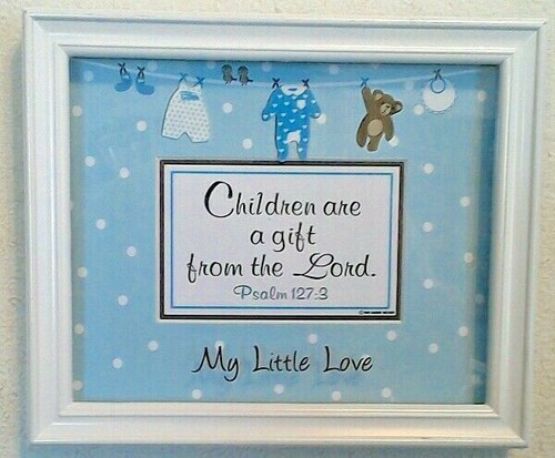 New! Bible Verse Plaques/Signs "CHILDREN ARE A GIFT" Boy Baby-Christian Gift $60 - Picture 5 of 5
