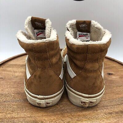 Vans Sk8 Hi MTE Womens Size 8 Brown Suede Faux Fur Lining Skate Shoes Sneakers