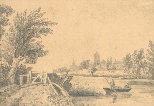 Mid 19th Century Graphite Drawing - Crossing Margins