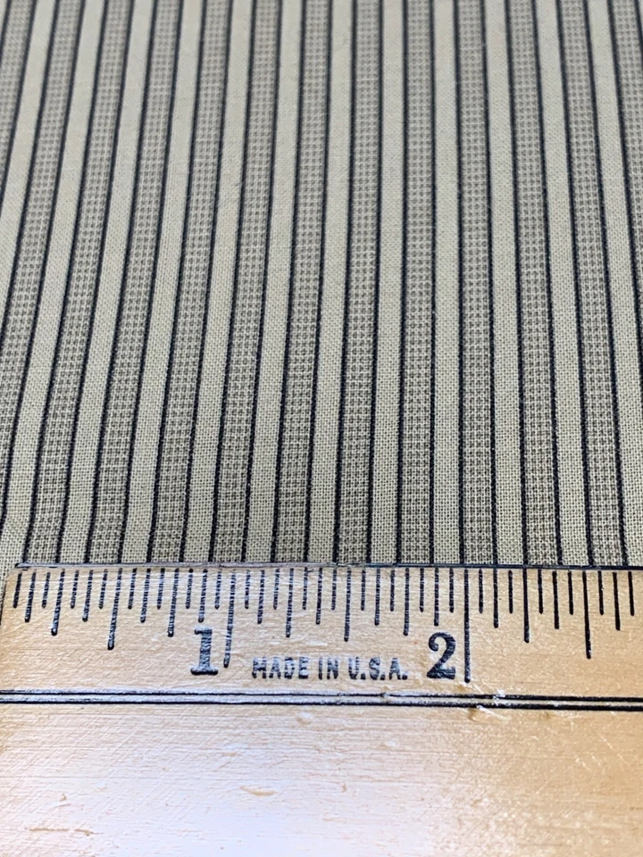 Striped Fabric Material 16x40 Beige & Black Cotton Sewing Crafting Projects - Image 3 of 4