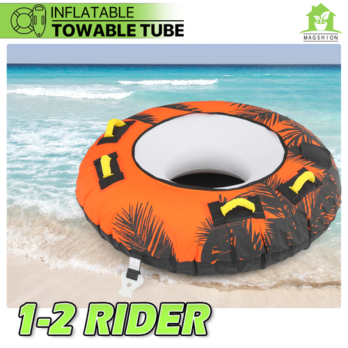 46"Round Inflatable Towable Tube for Boating Water Sport 1-2 Rider Cover 650 lbs - Bild 1 von 11