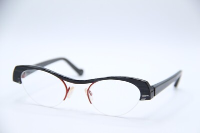 NEW THEO BELGIUM  ROYERS 006 BLACK RED HORN AUTHENTIC FRAMES EYEGLASSES 47-19