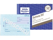 1 Zweckform Quittungsblock 302 A6 Quittung 50 Blatt AVERY fälschungssicher MwSt