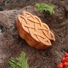 Hand Carved Wooden Trinket Jewellery Puzzle Box, Celtic New