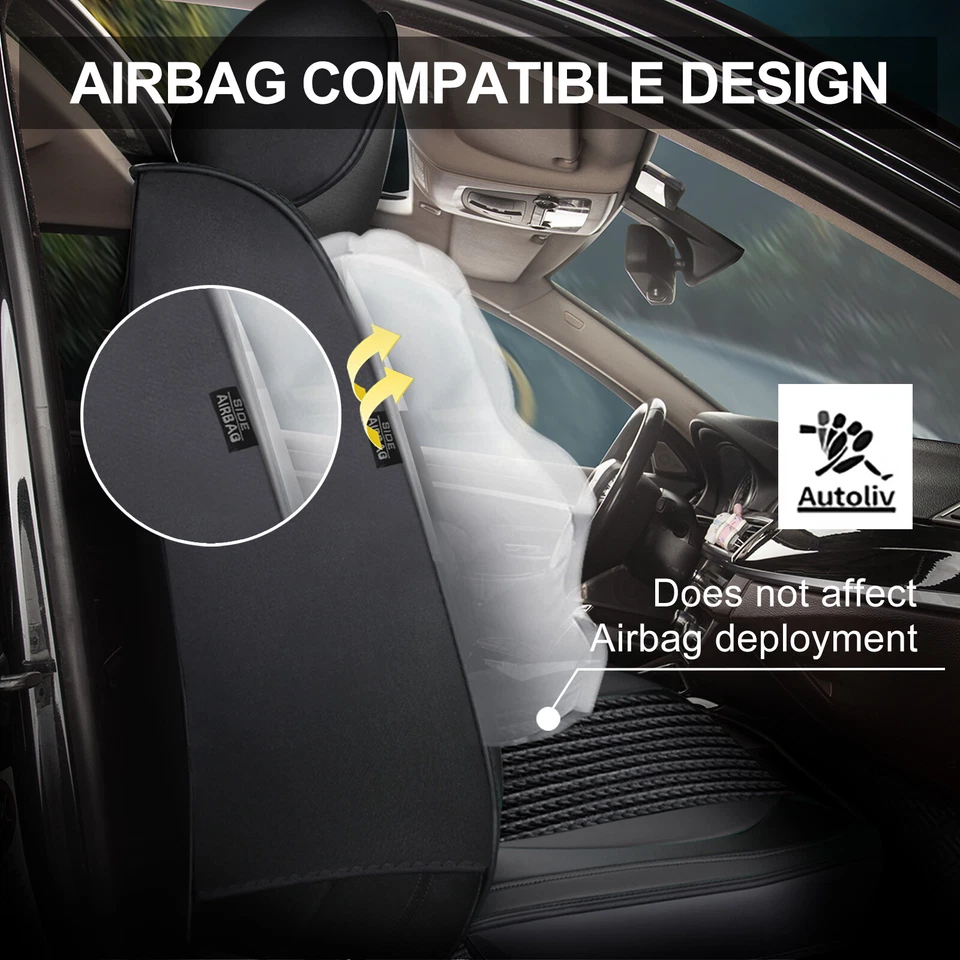 Car 5 Seat Covers Front & Rear Faux Leather For Nissan Maxima 2011-2023 Black Foto 3 de 4