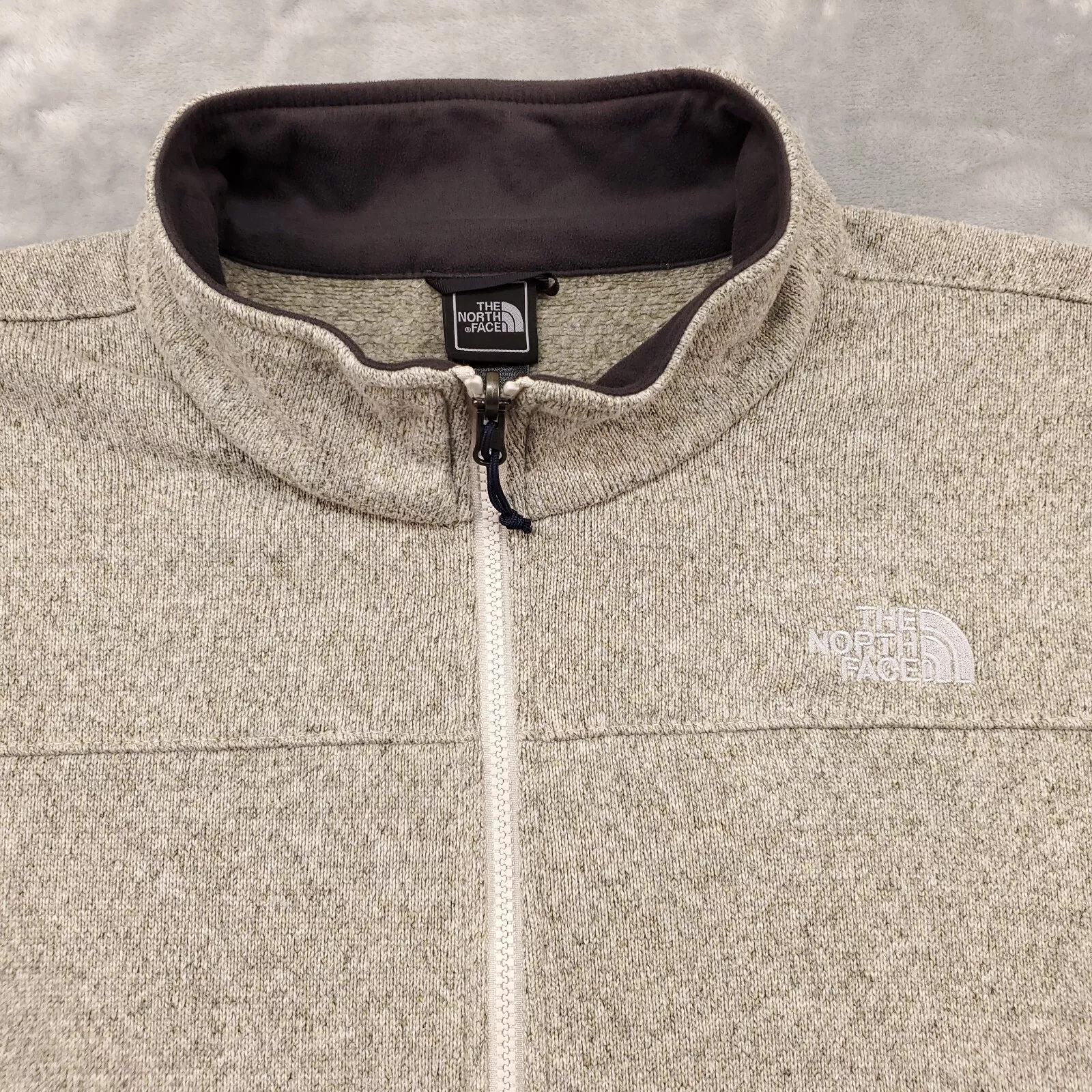 north-face full zip knit fleece pockets jacket
