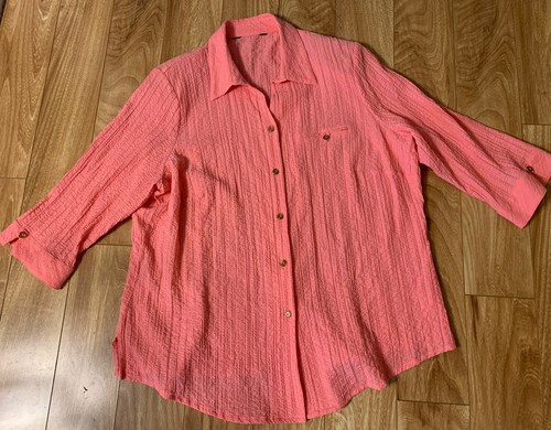Unlabeled Peach Crinkle Blouse Size 2X