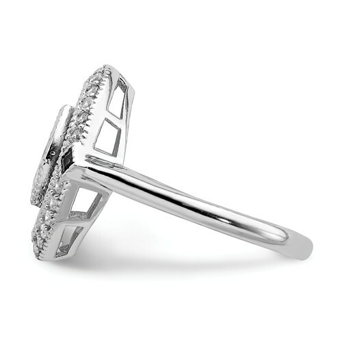 Vintage Inspired Art Deco Sterling Silver Created Sapphire & Marquise CZ Ring - Bild 3 von 5