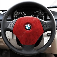 Für 2005-12 BMW 3er E90 E92 E93 Lenkradverkleidung Bezug Wildleder Leder rot