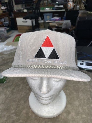 APPLETON MILLS Grey CORDUROY BASEBALL CAP SNAP BACK HAT BLACK STRAIGHT BILL - Picture 1 of 6