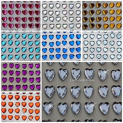 170 x 6mm Pink Heart Rhinestone Diamante Stick on Self Adhesive GEMS Diamonte