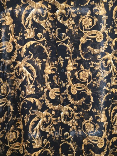 Baroque Classic Floral Gold Black Italian Design Silk Style Shirt Medium 40 -New - Picture 7 of 11