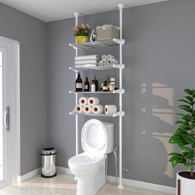 Adjustable 4-Tier Over Toilet Storage Shelf - Space-Saving Bathroom Organizer