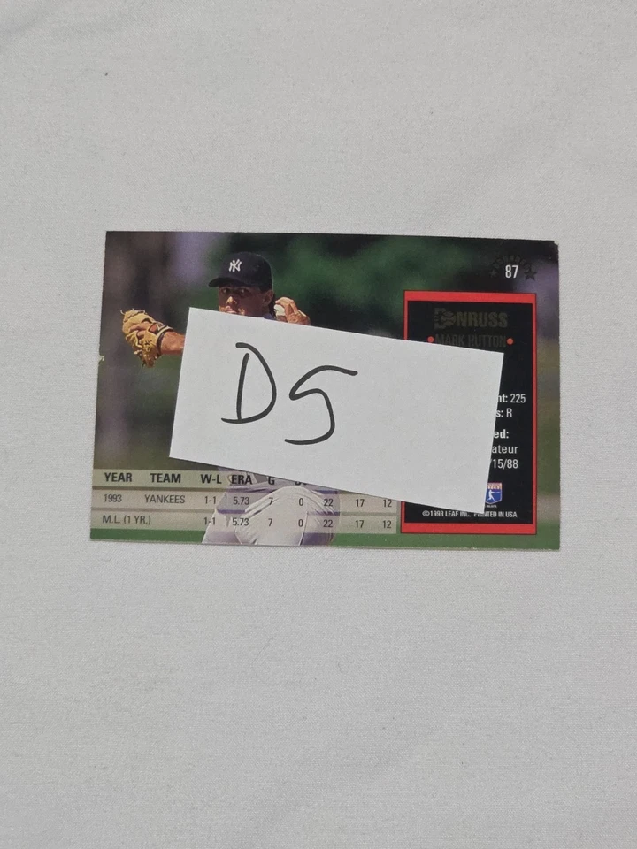 Mark Hutton 1994 #87 Donruss - Image 3 of 3