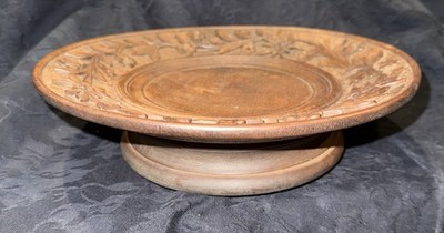 Black Forest  Carved Walnut Musical Bowl Music Box  2 Aires