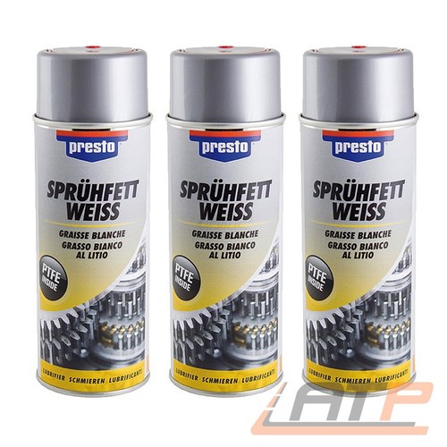 3x 400ml PRESTO SPRÜHFETT WEISS FETTSPRAY SCHMIERFETT HAFTFETT SPRAY KFZ PKW - Bild 2 von 2