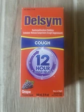 Delsym 12 Hour Cough Relief Suppressant Liquid Grape Flavor  5 fl oz Exp 06/26