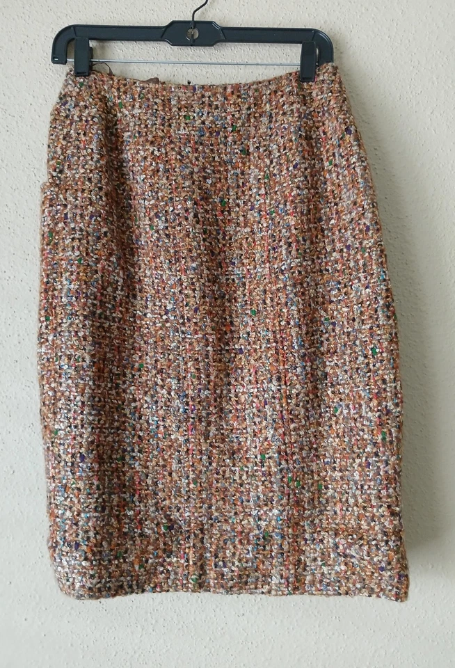 Chanel Skirt Womens 40 Wool Tweed Multicolor Pockets Buttons France Boutique - Image 2 of 4