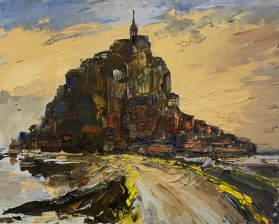 ORIGINAL Acryl  "Mont Saint Michel" des Leipziger Künstlers Knut-Peter Hoffmann - Bild 1 von 4