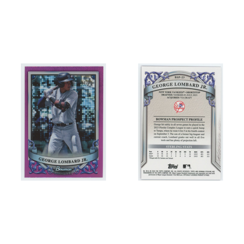 George Lombard Jr. /75 #BSP-23 2024 Bowman Sterling New York Yankees 51/75 - Photo 3/3
