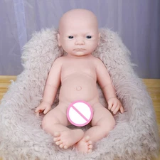 17" Unpainted Reborn Baby Girl Doll - Full Body Platinum Silicone, Lifelike Toy