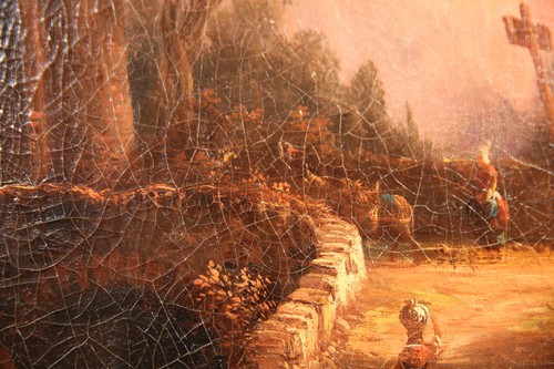 Old Master Italian Romanticism Landscape Painting Sunset Village Etna Michallon - Picture 6 of 16
