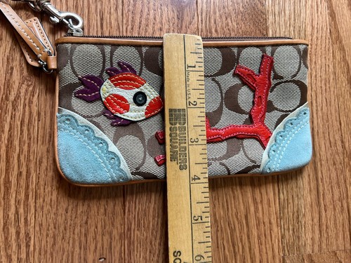 Coach Limited Edition Signature Fisch Koralle Applikation Kalbsleder Handtasche Tasche Clutch - Bild 12 von 12