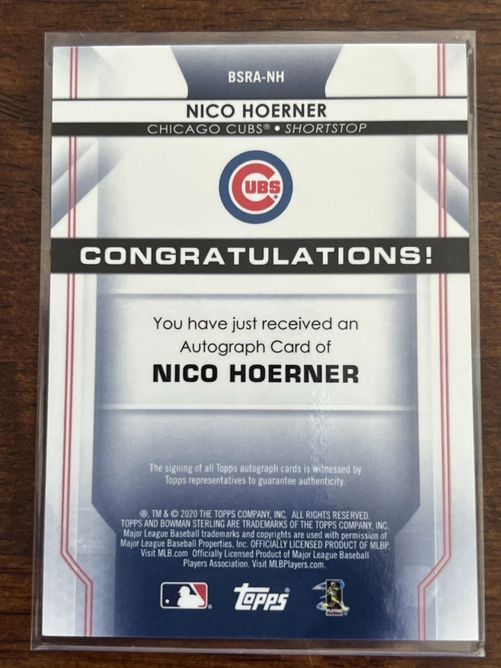 2020 Bowman Sterling - Rookie Auto Nico Hoerner /99 #BSRA-NH Speckle Refractor - Image 3 of 3