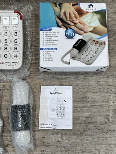 Acenis Terry Phone Big Button Telephone Handset TP-01 White Landline (Open Box) - Zdjęcie 4 z 8